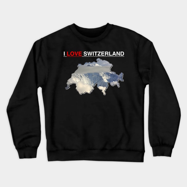 I Love Switzerland Snow Covered Mountain Peak Crewneck Sweatshirt by PathblazerStudios